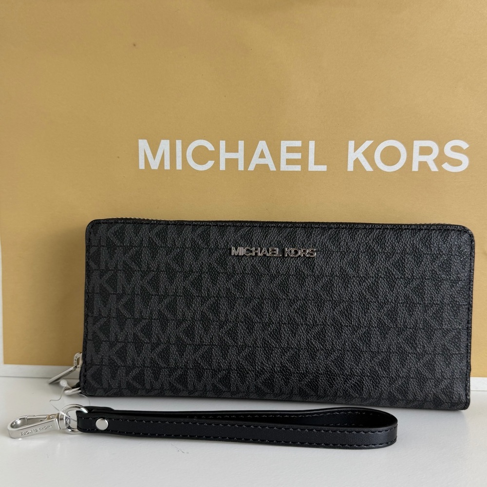 Michael Kors Black Monogram Large Continental Wallet